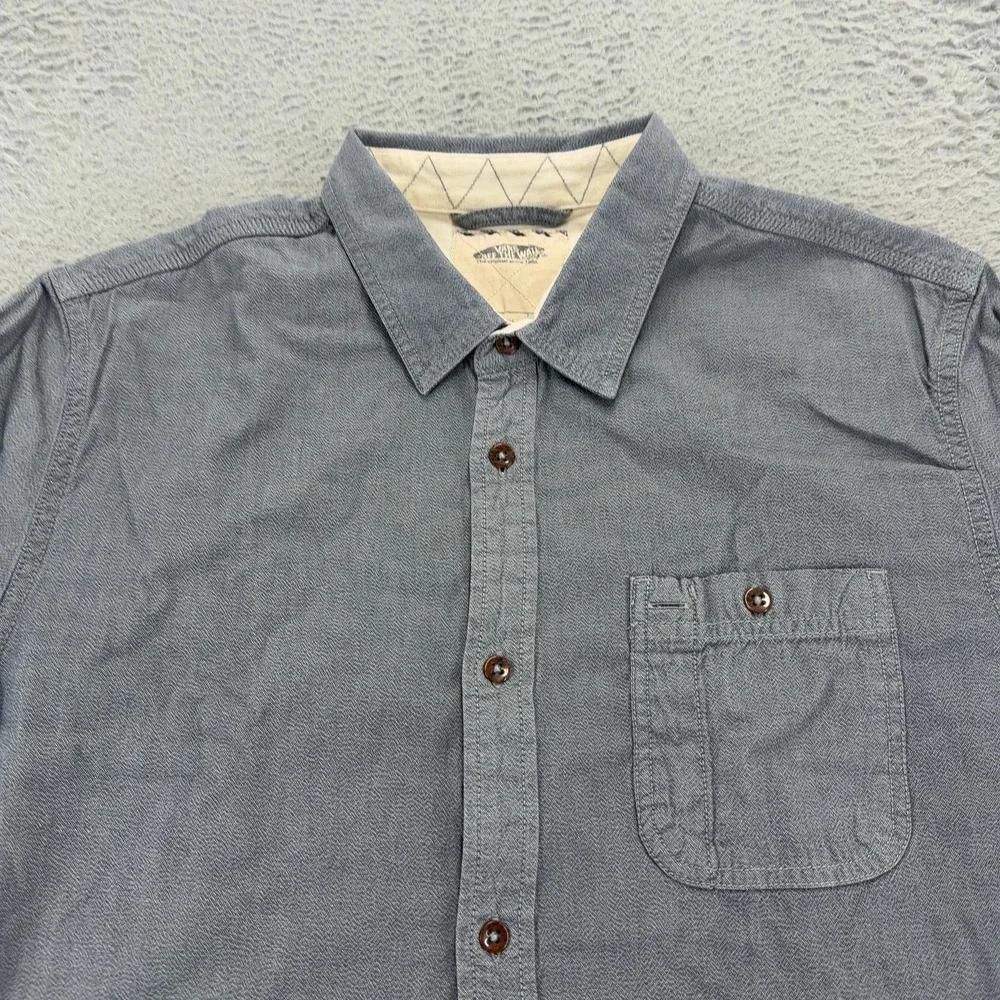 Vans Off The Wall Shirt Mens XL Blue Stripe Long Sleeve Button Up Skate Cotton